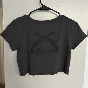 Brandy Melville Women's Grey and Black Crop-top